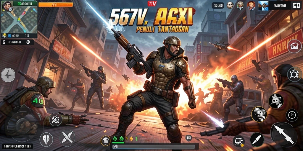 Tampilan gameplay 567TV saat aksi pertempuran berlangsung.