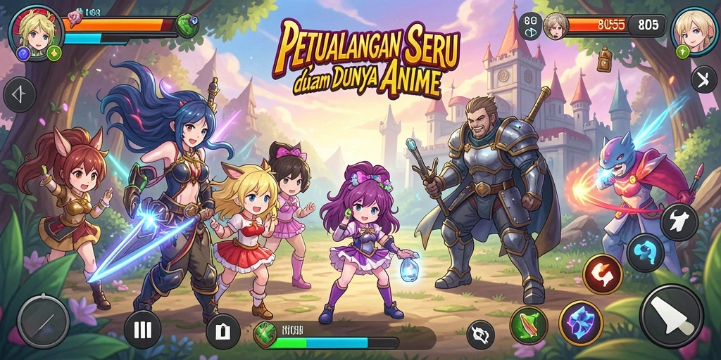Menampilkan misi seru dalam dunia Anime yang penuh warna.