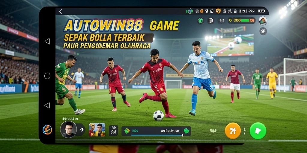 Tampilan gameplay AUTOWIN88 dengan aksi sepak bola yang menegangkan.
