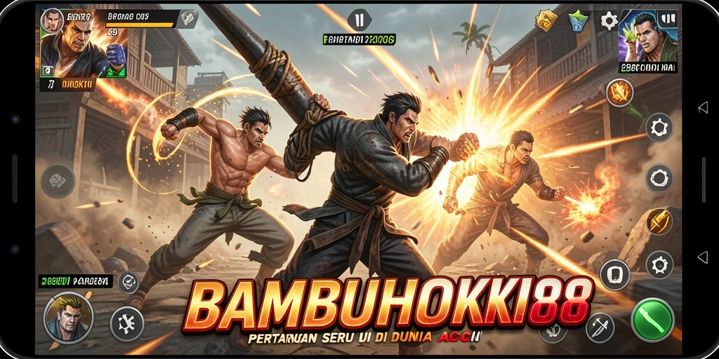Tangkapan layar gameplay BAMBUHOKI88 yang menampilkan aksi menegangkan.