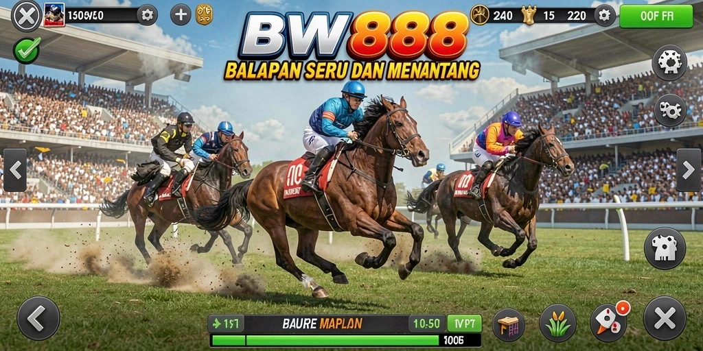 Tampilan balapan seru dari BW888 dengan mobil kencang dan trek yang menantang.