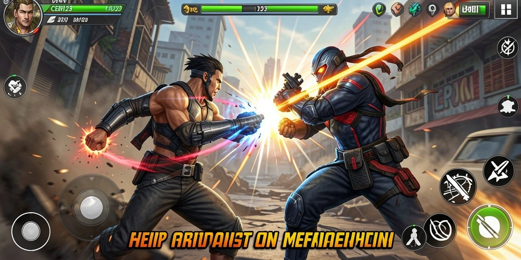Screenshot utama CERI123 menampilkan pertarungan seru dalam gameplay Action.