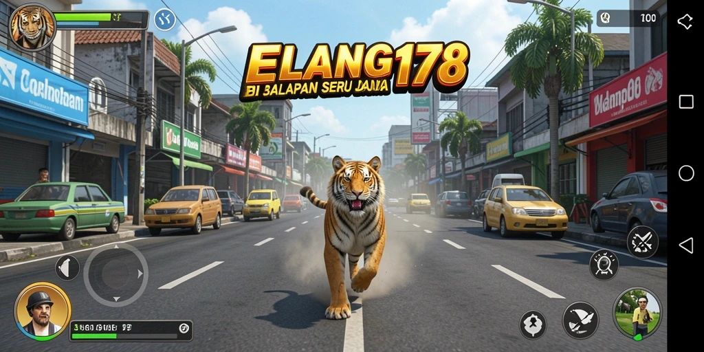 Screenshot menampilkan aksi balapan di ELANG178 dengan kendaraan berkecepatan tinggi.