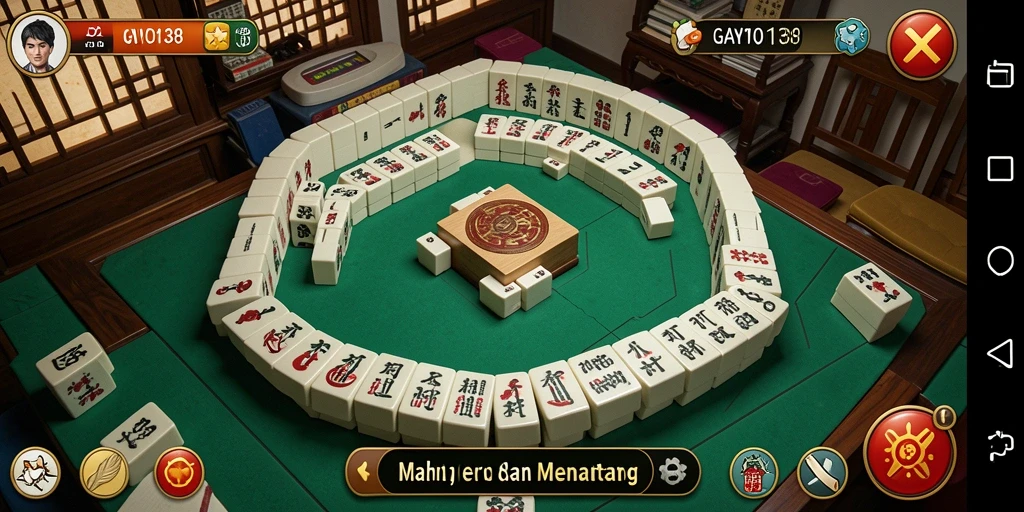 Tangkapan layar yang menunjukkan gameplay GAYO138 dengan desain Mahjong.