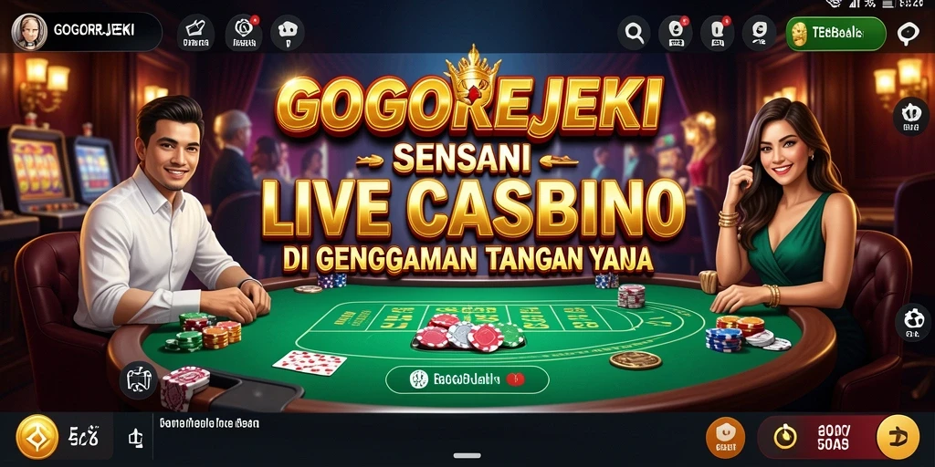 Screenshot GOGOREJEKI menampilkan dealer profesional dalam permainan Live Casino.