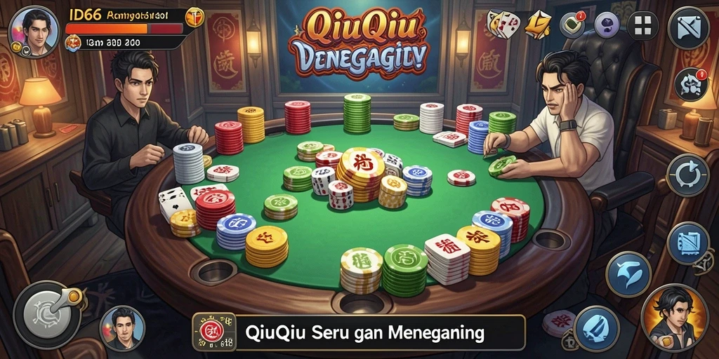 Screenshot ID66 menampilkan aksi permainan QiuQiu yang seru.