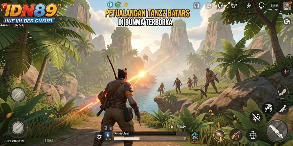 Screenshot gameplay menunjukkan petualangan seru di dunia terbuka.