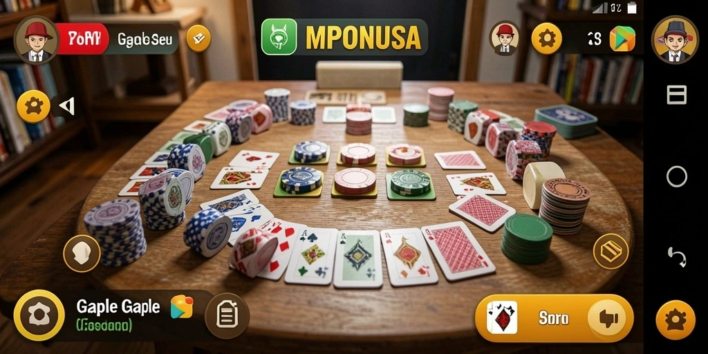 Screenshot gameplay MPONUSA menampilkan keseruan permainan Gaple.