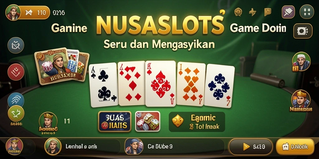 Screenshot utama NUSASLOTS yang menunjukkan gameplay menyerukan permainan Domino.
