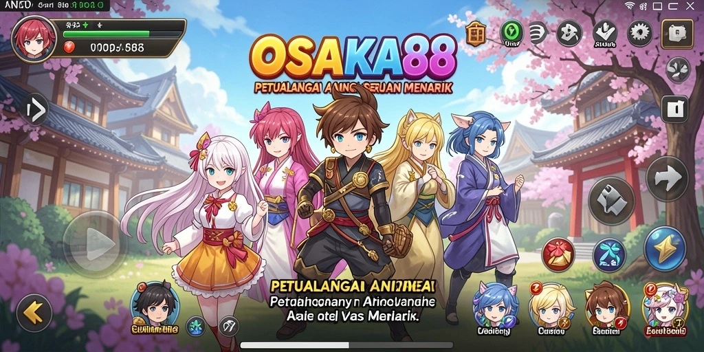 Tangkapan layar gameplay <strong>OSAKA88</strong> yang menampilkan karakter anime terkenal.