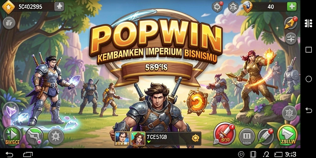 Tampilan gameplay <strong>POPWIN</strong> yang seru dan mengasyikkan dalam mengelola bisnis.