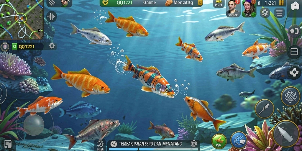 Tampak permainan Tembak Ikan dengan grafis menarik dan action seru.