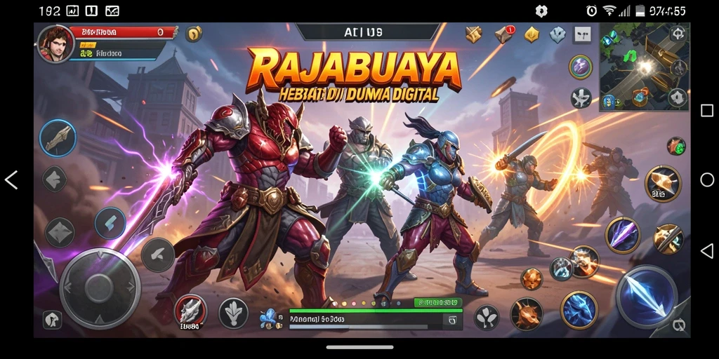 Tampilan permainan RAJABUAYA dengan aksi pertarungan yang intens.