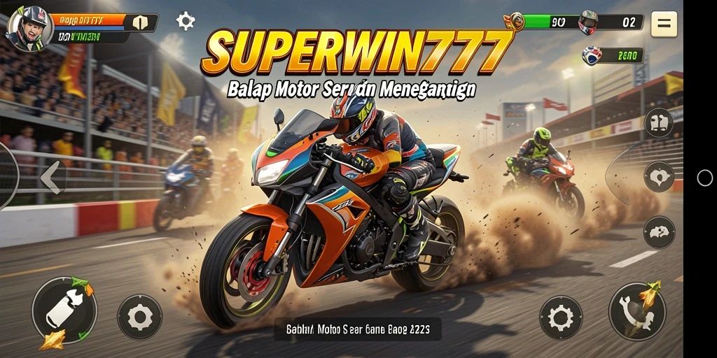 Gameplay mendebarkan SUPERWIN777 dengan berbagai trek balap motor.