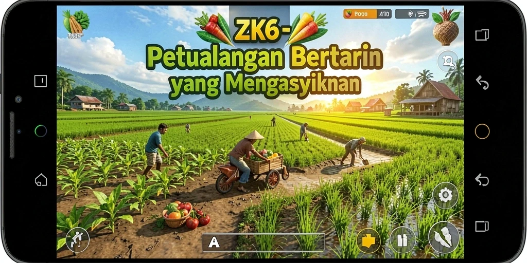 Tampilan gameplay ZK6 yang memukau dengan aktivitas pertanian.